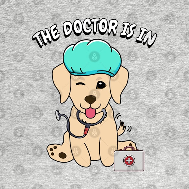 Cute retriever dog is a doctor by Pet Station